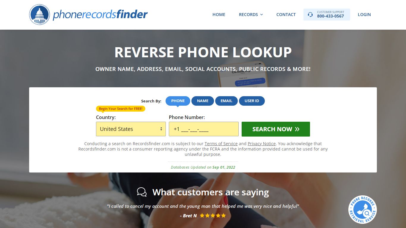 Phone Lookup - Recordsfinder.com
